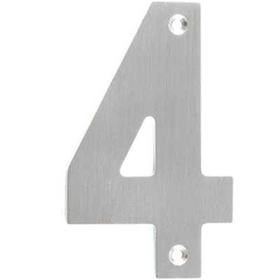 75mm Satin Stainless Steel Door Numeral - Number 4 Premium Quality Wall House Sign