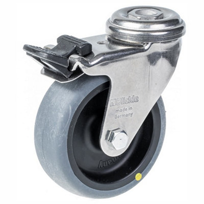 75mm stainless steel swivel/brake castor with grey electrically conductive therm