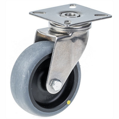 75mm stainless steel swivel castor with grey electrically conductive thermoplast