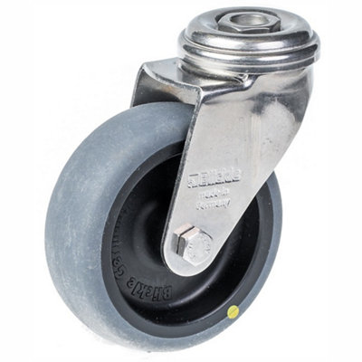 75mm stainless steel swivel castor with grey electrically conductive thermoplast