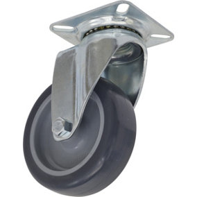 75mm Swivel Plate Castor Wheel - 25mm Tread - Hard PP & PU Material - Offset