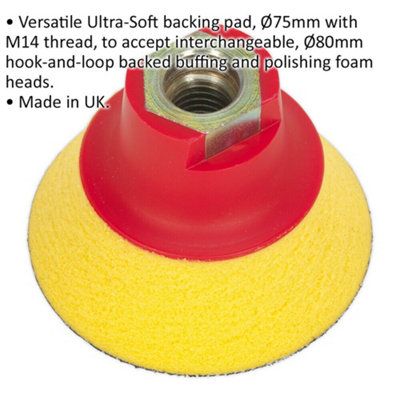 75mm Ultra-Soft Hook and Loop Backing Pad - M14 x 2mm - Buffing & Polishing