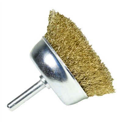 75mm Wire Cup Brush for Drills Steel Brass Coated Rust Paint Removal Remover