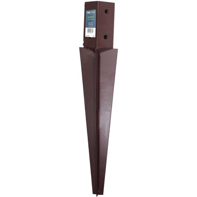 75mm x 75mm Drive In Post Support with 600mm Spike - Epoxy Brown