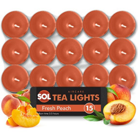 75pk Fresh Peach Tea Lights - Scented Tea Light Candles - Tea Lights Scented - Peach Candle - Long Burning Tealights