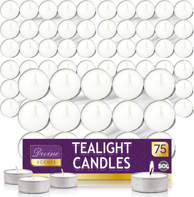75pk Tea Lights Candles - Tea Lights for Home Decor, 3.5 Hour Tealights - Tealight Candles - Unscented Tealights - Long Burning