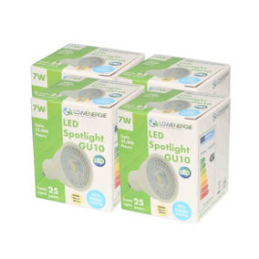 75w Equivalent Brightness GU10 7w LED Spotlight - Warm White - Pack of 4