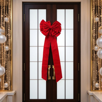 Christmas Hanging Flocked Jumbo Bow from B&Q