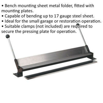 30 Inch Manual Sheet Metal Brake – 17 Gauge Capacity, Bends Aluminum, Unbranded