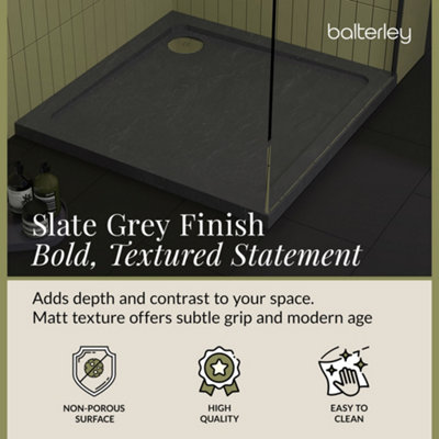 760mm Premium Square Shower Tray - Slate Grey
