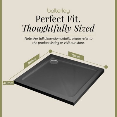 760mm Premium Square Shower Tray - Slate Grey - 4