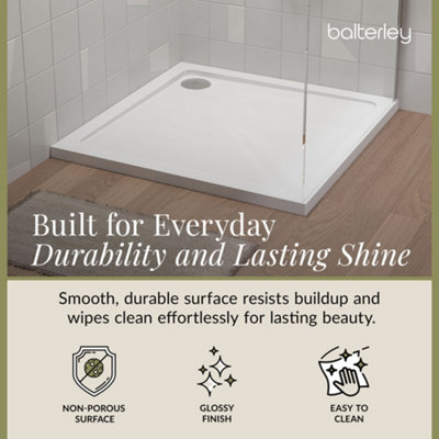 760mm Premium Square Shower Tray - White