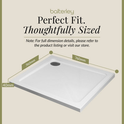 760mm Premium Square Shower Tray - White - 5