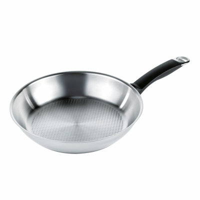 B&Q -  Silver Star Uncoated Stainless Steel Induction Safe Frying Pan With Waffle Base28Cm