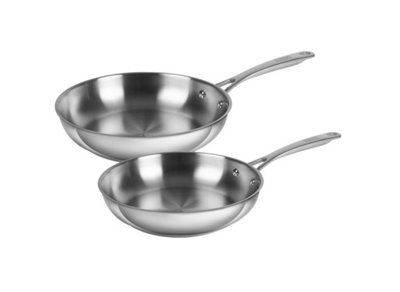 Kuhn Rikon Allround Stainless Steel Uncoated Induction Safe Frying PanSet Of 224Cm & 28Cm