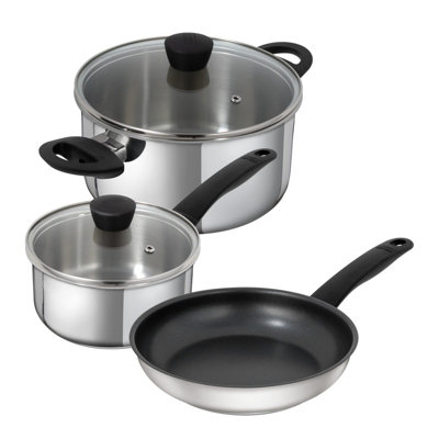 B&Q -  Classic Stainless Steel Induction Safe 3-Piece Mixed Cookware Set - Image 5