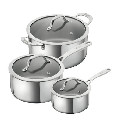 Kuhn Rikon Allround Stainless Steel 3-Piece Mixed Cookware Set16Cm/20Cm Saucepan And 24Cm Casserole Pot