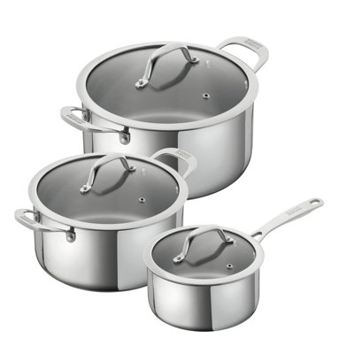 Kuhn Rikon Allround Stainless Steel 3-Piece Mixed Cookware Set16Cm Saucepan And 20Cm/24Cm Casserole Pot