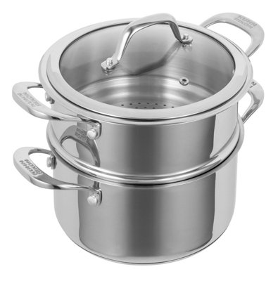 B&Q -  Allround Stainless Steel Induction Safe Stackable 2-Tier 20Cm/3.1L Casserole Pot Steamer Set