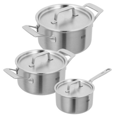 B&Q -  Culinary Fiveply Stainless Steel Induction Safe 3-Piece Mixed Cookware Set
