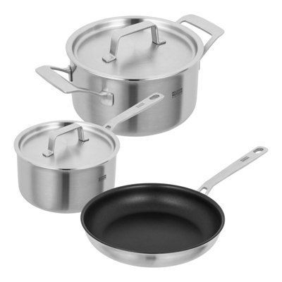 B&Q -  Culinary Fiveply Stainless Steel Induction Safe 3-Piece Mixed Cookware Set