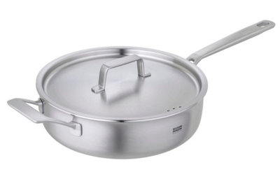 Kuhn Rikon Culinary Fiveply Stainless Steel & Aluminium Uncoated Induction Safe Saute Pan With Lid28Cm
