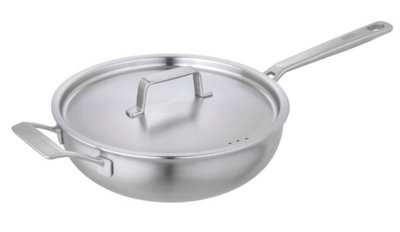 Kuhn Rikon Culinary Fiveply Stainless Steel & Aluminium Uncoated Induction Safe Chef's Pan With Lid28Cm