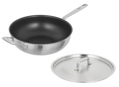 Kuhn Rikon Culinary Fiveply Stainless Steel Non-Stick Induction Wok With Long & Helper Handle28Cm