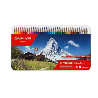 Carand'Ache Caran D'ache Prismalo Aquarelle 80 Water-Soluble Colour PencilsProfessional Artist Set In Metal Tin from B&Q