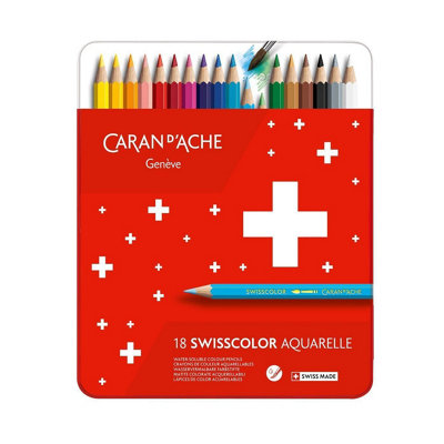 Carand'Ache Caran D'ache Swisscolor Aquarelle 18 Water-Soluble Colour PencilsMetal Tin Set from B&Q