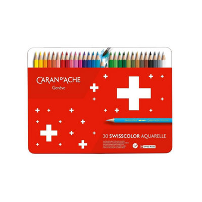 Carand'Ache Caran D'ache Swisscolor Aquarelle 30 Water-Soluble Colour PencilsMetal Tin Set from B&Q