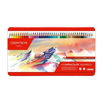 Carand'Ache Caran D'ache Supracolor 40 Water Soluble Colour PencilsProfessional Artist Set In Metal Tin from B&Q