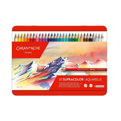 Carand'Ache Caran D'ache Supracolor 30 Water Soluble Colour PencilsProfessional Artist Set In Metal Tin from B&Q