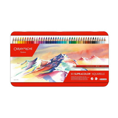 Carand'Ache Caran D'ache Supracolor 80 Water Soluble Colour PencilsProfessional Artist Set In Metal Tin from B&Q