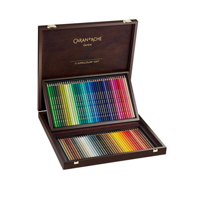 Carand'Ache Caran D'ache Supracolor 80 Water Soluble Colour PencilsProfessional Artist Set In Wooden Box from B&Q