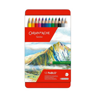 Caran d'Ache Pablo Coloured Pencil Set Cedarwood 12 Pack For Drawing - Image 3