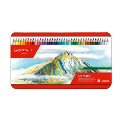 B&Q -  Caran D'ache Pablo 120 Water-Resistant Colour PencilsProfessional Artist Set In Metal Tin