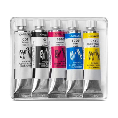Carand'Ache Caran D'ache Gouache Studio 5 Primary ColoursWater Based 10Ml Tubes In Plastic Box from B&Q