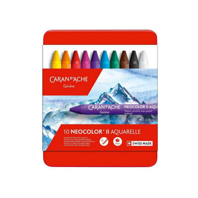 Caran D'ache Neocolor Ii 10 Water-Soluble Wax Pastels - Assorted Colours In Metal Tin - Assorted Colours - Image 5