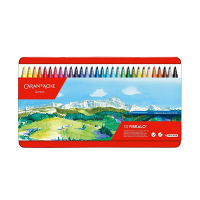 B&Q -  Caran D'ache Fibralo 30 Water Soluble Fibre Tipped Colour PensMetal Tin
