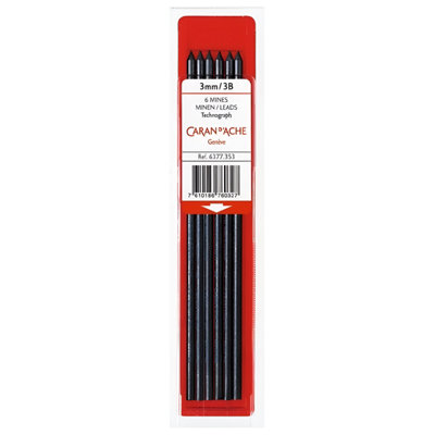 Carand'Ache Caran D'ache Technograph 3mm 3B Replacement Leads6Pcs Technical Pencil Refills from B&Q