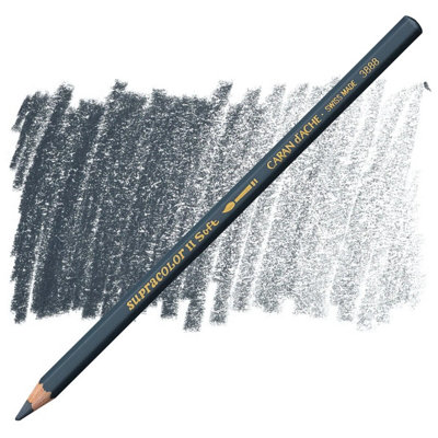 B&Q -  Caran D'ache Supracolor Ii Greyish Black Watersoluble Artist Aquarelle Colour PencilGris Noir 008