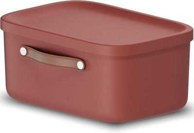 Storage Box 12LRotho Maloja Plastic Storage Bin With Lid And HandleRed from B&Q