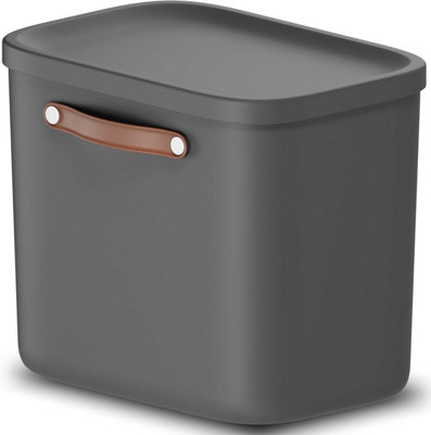 Storage Box 25LRotho Maloja Plastic Storage Bin With Lid &handleAnthracite from B&Q