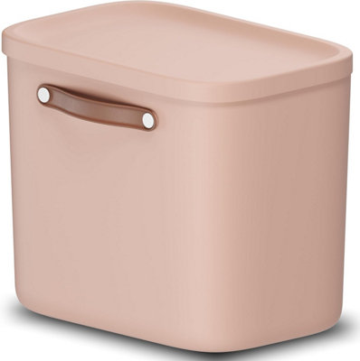Storage Box 25 LRotho Maloja Plastic Storage Bin With Lid & HandlePink from B&Q