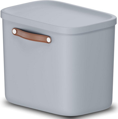 Storage BoxRotho Maloja 25L Plastic Lidded Storage Bin With HandleLight Blue from B&Q