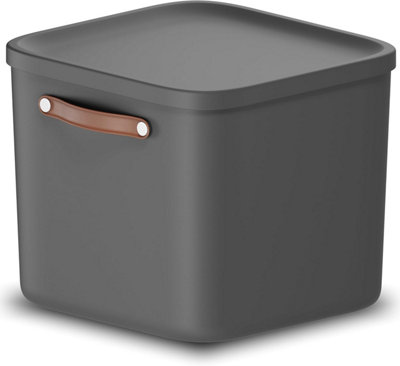 Storage Box 40LRotho Maloja Plastic Storage Bin With Lid &handleAnthracite from B&Q