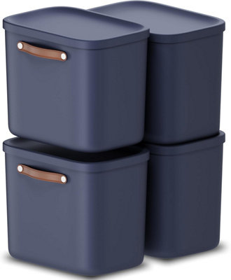 Storage Box 25 LRotho Maloja Plastic Storage Bin With LidBlue (4 Pack) from B&Q
