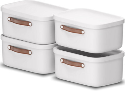 Storage Box 12LRotho Maloja Plastic Storage Bin With LidWhite (Pack Of 4) from B&Q