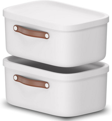 Storage Box 12LRotho Maloja Plastic Storage Bin With LidWhite (Pack Of 2) from B&Q